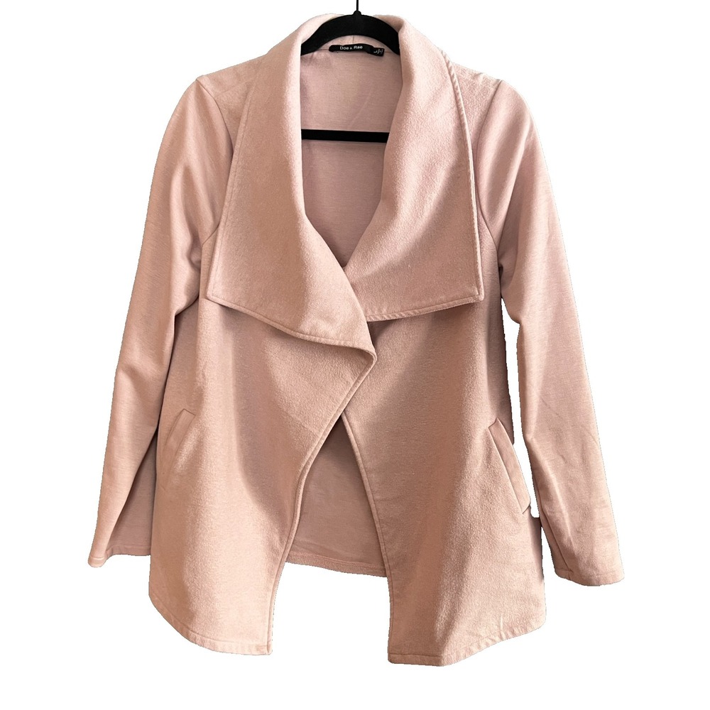 Doe Rae Cardigan Open Front Jacket Pink‎ Pockets Size Large